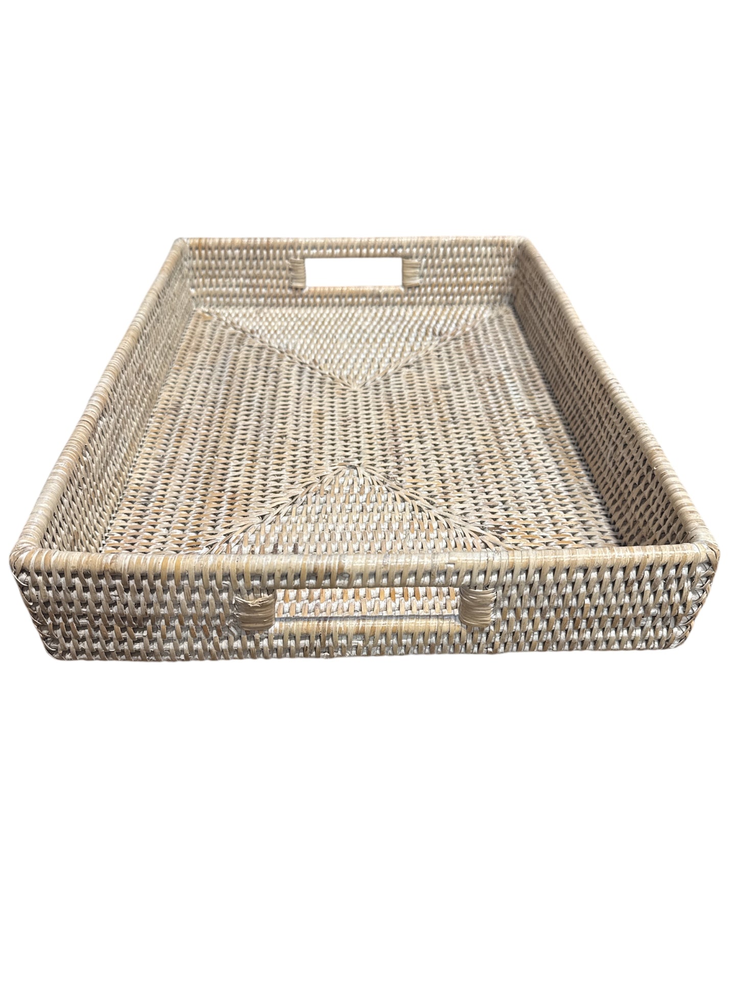 Vassoio rattan bianco LN SU+EL