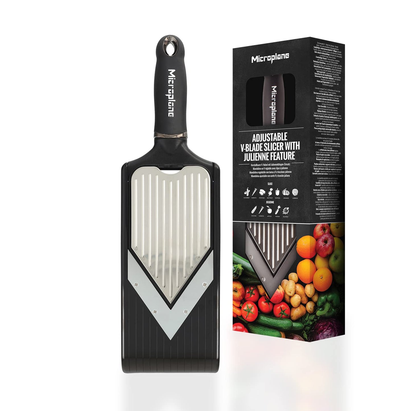 Mandolina Microplane lama V regolabile con accessorio Julienne