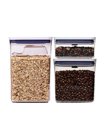 set Contenitori Oxo Good Grips ( rettang. 1,6lt 5x zucchero,farina,caffe,legumi,riso, quadr 4,2lt 1x biscotti ) LN23